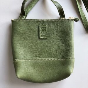 Portland Leather Small Green Kiwi Color Cross Body Bag